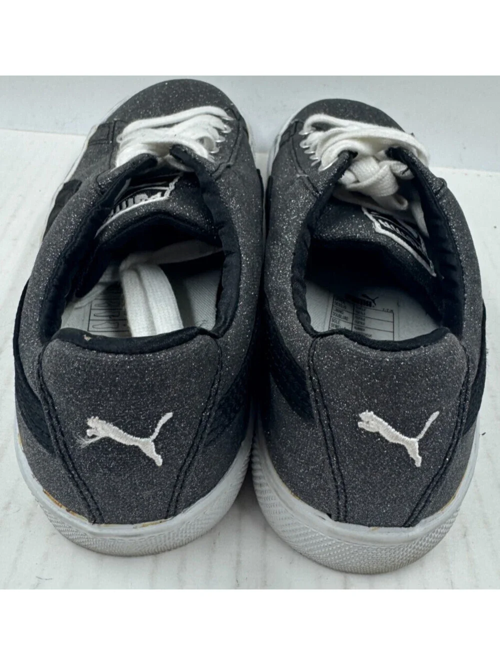 Puma Vikky Glitz Women's Sneakers Size 8.5 Black   Lace Up Platform Shoes